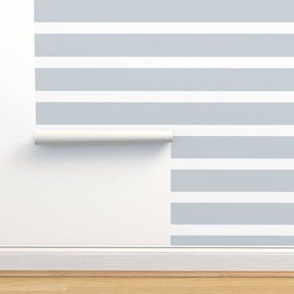 Gray and White Horizontal Striped Wallpaper Etsy