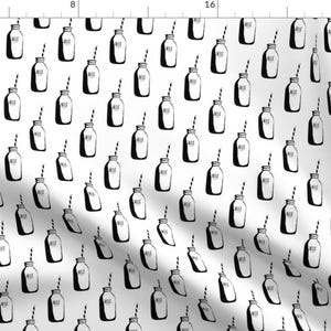 Milk & Cookies Fabric - Milk Bottle Custom Fabric By Little Arrow Design -  Cotton Fabric By The Yard with Spoonflower
