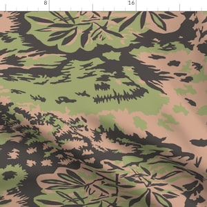 Palm Camo Fabric - Palm Camo Palmenmuster Spring Colors By Ricraynor - Green and Tan Camouflage Cotton Fabric By The Yard With Spoonflower