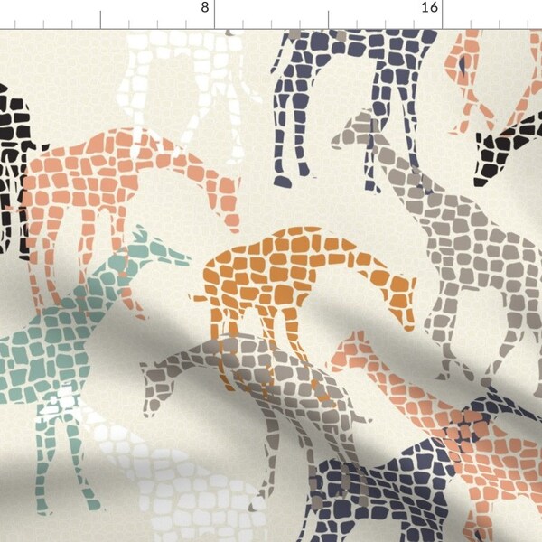 Giraffe Fabric - Africa Africa By Booboo Collective- Giraffe Geo Mosaic Safari Baby Nursery Decor Cotton Fabric By The Yard With Spoonflower