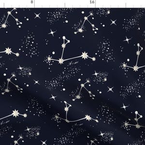 Zodiac Fabric - Zodiac Constellations - Aries by yesterdaycollection - Constellations Stars Space Aries Fabric by the Yard by Spoonflower