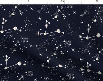 Zodiac Fabric - Zodiac Constellations - Aries by yesterdaycollection - Constellations Stars Space Aries Fabric by the Yard by Spoonflower