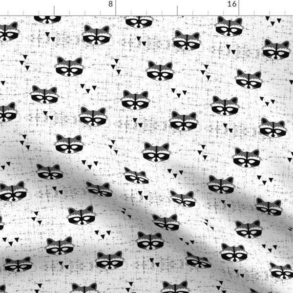 Raccoon Masks Fabric - Raccoon Mask || White By Littlearrowdesign - Raccoon Mask Geometric Animal Cotton Fabric By The Yard With Spoonflower