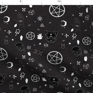 Pagan Fabric - It's Witchcraft Evovled By Mischievousdesign - Pagan Wiccan Black and White Cotton Fabric By The Yard With Spoonflower