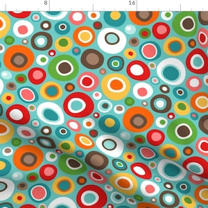 Teal Fabric - Colorful Glass by elsy -  Multicolor Abstract Colorful 1960s Funky Circles Retro Geometric  Fabric by the Yard by Spoonflower