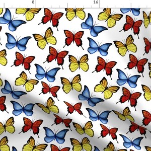 Watercolor Butterflies Fabric - Butterflies By Juliabadeeva - Watercolor Butterflies Cotton Fabric By The Yard With Spoonflower