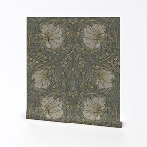 Victorian Removable Peel and Stick Wallpaper - William Morris Antique Large Scale Vintage - Wall Art Wall Decor - Pimpernel by utart