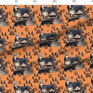 Orange German Shepherd Fabric German Shepherds On A Coral Backround By Dogdaze Orange Dog Cotton Fabric By The Yard With Spoonflower image 3