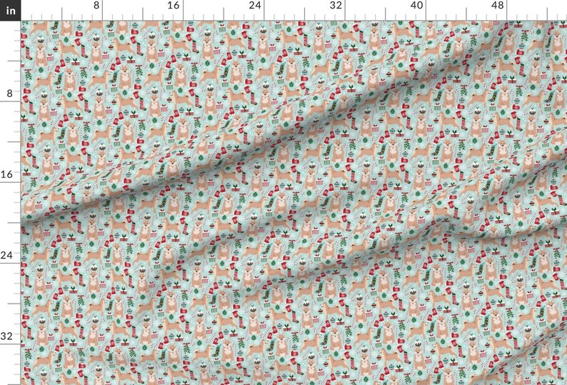 Shiba Inu Fabric - Shiba Inu Dog Christmas Fabrics By Petfriendly - Shiba Inu Dog Breed Presents Cotton Fabric By The Yard With Spoonflower image 2