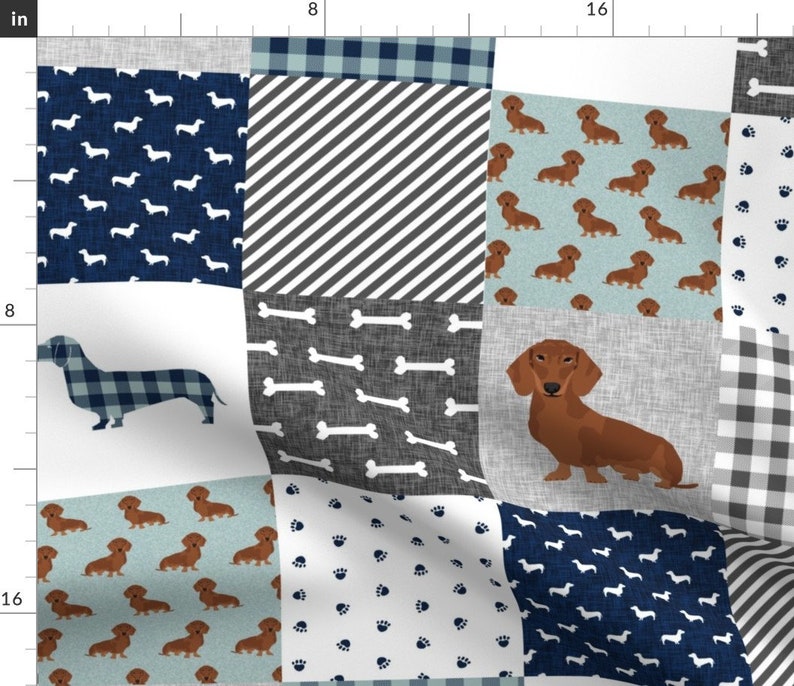 Dachshund Dog Fabric Dachshund Pet Quilt B Dog Breed Etsy