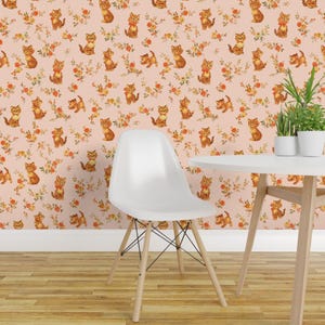 Cat Wallpaper - Kittens Pink 1a By Muhlenkott - Cat Kittens Pink Orange Custom Printed Removable Self Adhesive Wallpaper Roll by Spoonflower