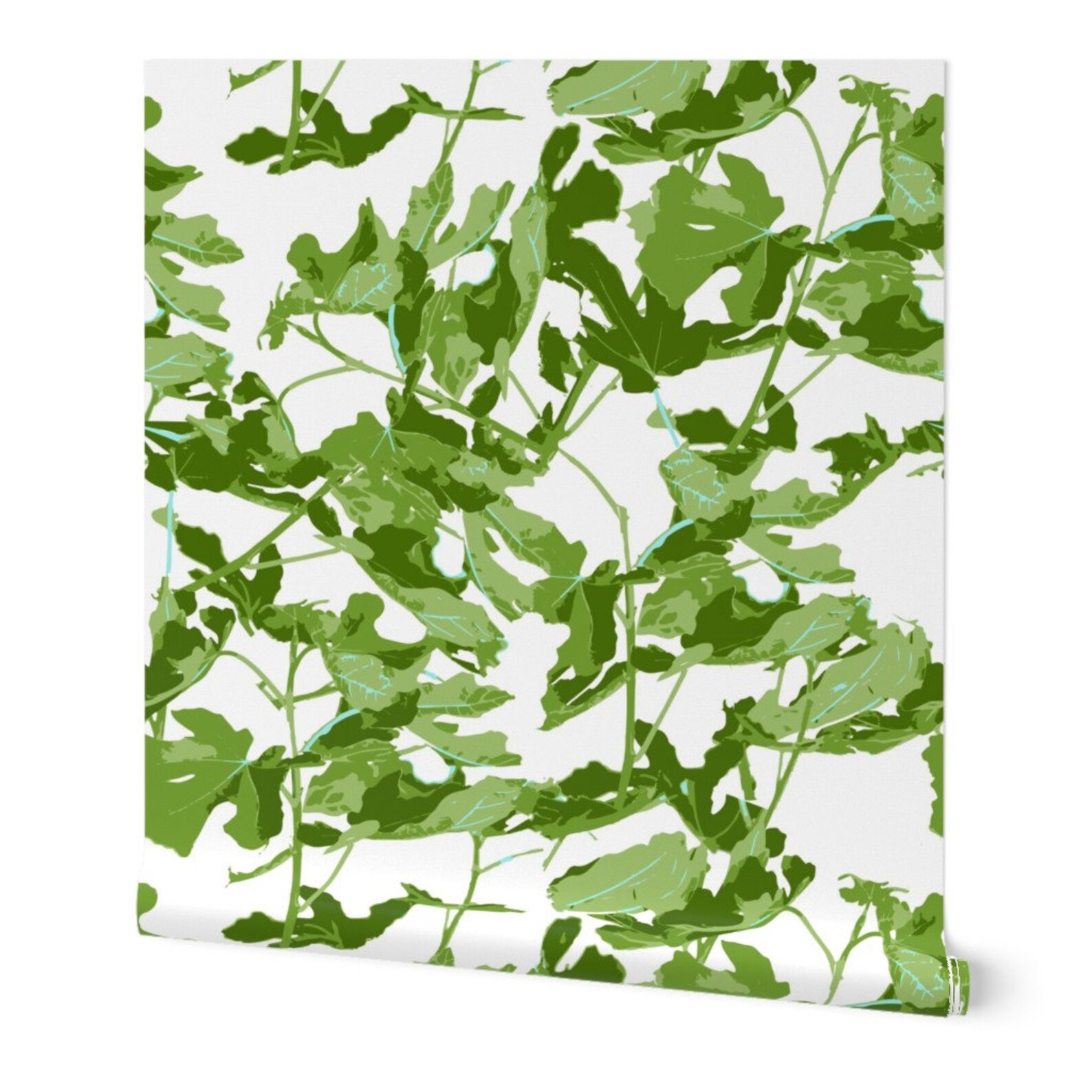 Fig Leaf Wallpaper Fiddle Leaf Print Greens Leaves Large by Etsy