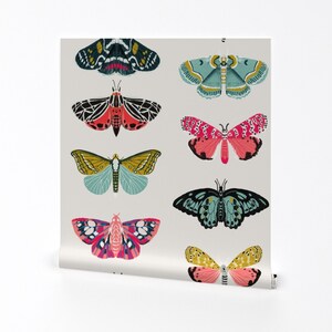 Moth Wallpaper - Moths // Butterflies Moth Design By Andrea Lauren - Custom Printed Removable Self Adhesive Wallpaper Roll by Spoonflower