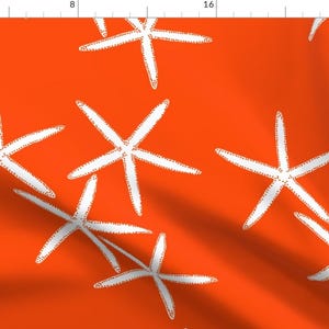 Starfish Fabric- Starfish Bright Orange By Honoluludesign- Starfish Beach Nautical Ocean Sea Life Cotton Fabric By The Yard With Spoonflower