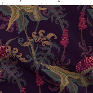 Gothic Botanical Fabric - Arum And Fern by dessineo - Poisonous Plants Moody Floral Witchy Spooky Fabric by the Yard by Spoonflower