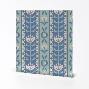 Floral Removable Peel and Stick Wallpaper - Stripe Scandinavian - Wall Art Wall Decor - Scandi Stripe by gartmanstudio