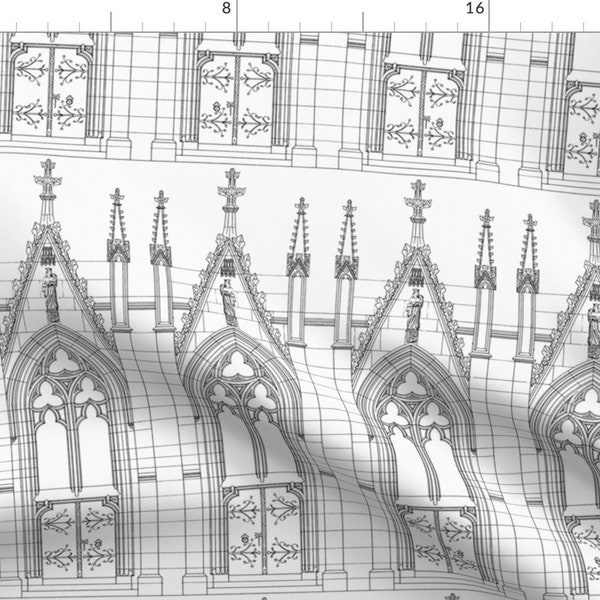 Black And White Architecture Fabric - Church Door By Peacoquettedesigns - Cathedral Door Cotton Fabric By The Yard With Spoonflower