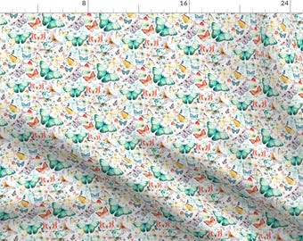 Watercolor Butterfly Fabric - 4" Butterfly Dreams By Shopcabin - Butterflies Whimsical Baby Girl Cotton Fabric By The Yard With Spoonflower