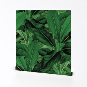 Palm Leaves Wallpaper - Palm In Palm Green By Peacoquettedesigns- Green Custom Printed Removable Self Adhesive Wallpaper Roll by Spoonflower