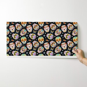 Halloween Wallpaper - Sugar Skulls Black By Mirabelleprint - Day of the Dead Custom Removable Self Adhesive Wallpaper Roll by Spoonflower image 9