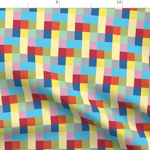 Rainbow Pixels Fabric - 90s Color Pixels By Colour Angel By Kv - Pixelated Color Squares Cotton Fabric By The Yard With Spoonflower