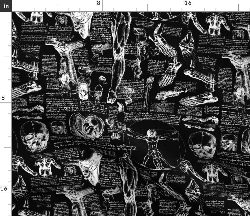 Da Vinci Anatomy Fabric D Vinci's Anatomy Sketchbook // - Etsy Da Vinci Anatomy Fabric D Vinci's Anatomy Sketchbook // - Etsy