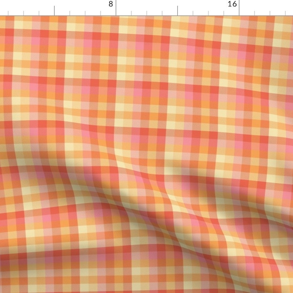 Plaid Apparel Fabric - Pink Creamsicle Plaid by weavingmajor - Pink Orange Cream Peach Check Checkered Clothing Fabric by Spoonflower