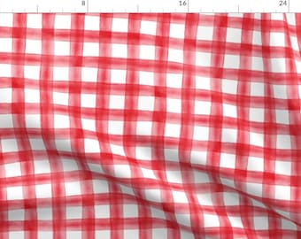 Watercolor Red Plaid Fabric - Watercolor Plaid || Red By Littlearrowdesign - Summer Watercolor Cotton Fabric By The Yard With Spoonflower