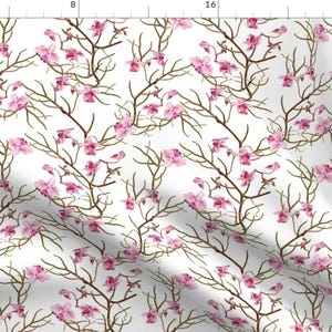 Orchid Fabric -  Pink Orchids - White By Shopcabin - Orchid Floral Modern Home Decor Pink Green Cotton Fabric By The Yard With Spoonflower