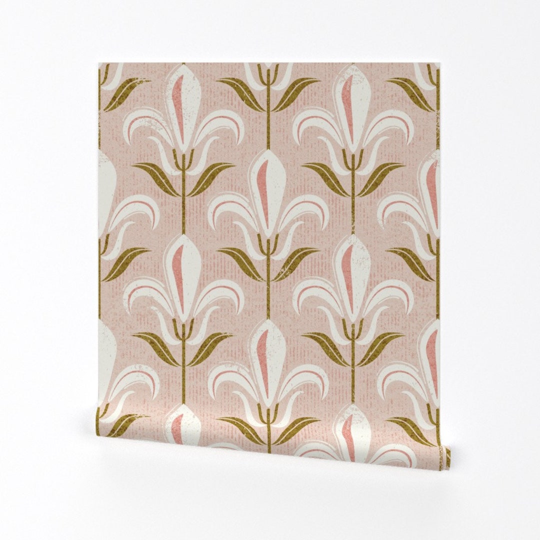 Pink Floral Wallpaper Modern Fleur-de-lis by Selmacardoso Fleur-de-lis