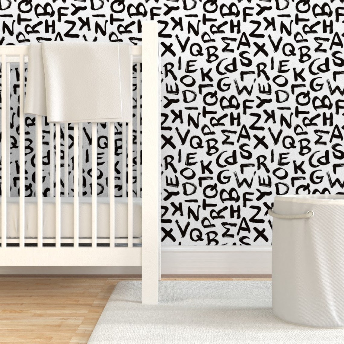 Black and White Wallpaper Alphabet Black White by - Etsy