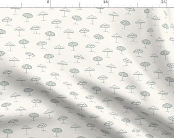 Cream Sand Coast Fabric - Beach Umbrellas by hufton_studio - Coastal Umbrella Preppy Coastal Classic Beach Fabric by the Yard by Spoonflower