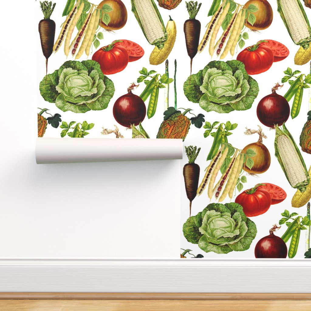 Veggies Wallpaper Vintage Veggies by Redbriarstudio | Etsy