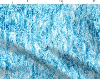 Ice Crystals Fabric - Ice Crystals In Winter By Vo Aka Virginiao - Ice Crystals Bright Aqua Blue Cotton Fabric By The Yard With Spoonflower