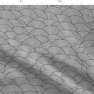 Black And White Fabric - Concentric Hills Black And White By Spacefem Abstract Monochrome Curves- Cotton Fabric By The Yard With Spoonflower