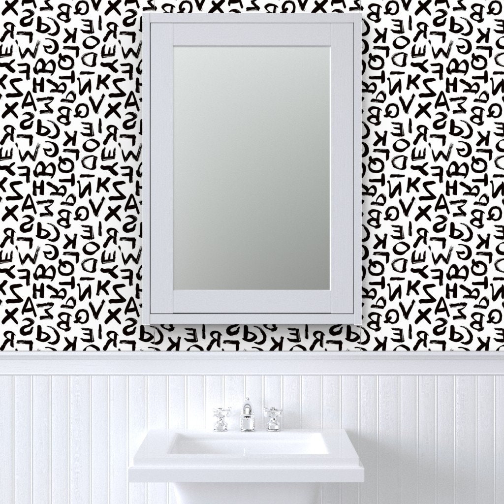 Black and White Wallpaper Alphabet Black White by - Etsy