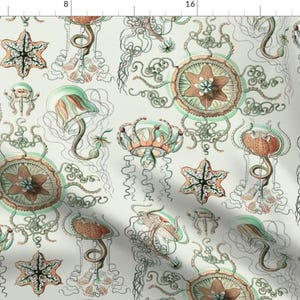 Jellyfish Fabric - Haeckel Trachomedusae Jellyfish By Peacoquettedesigns- Jellyfish Ocean Science Cotton Fabric By The Yard With Spoonflower