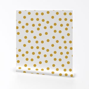 Modern Wallpaper - Polka Dot Scatter Mustard By Littlearrowdesign- Boho Custom Printed Removable Self Adhesive Wallpaper Roll by Spoonflower