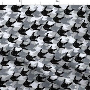 Asl Love Black Gradient Fabric - Asl Ily. Hearts Monochrome Gray Bias By Kaldreadesigns - Asl Cotton Fabric By The Yard With Spoonflower