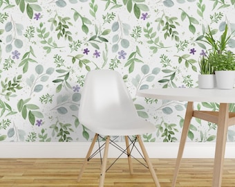 Botanical Wallpaper - Watercolor Lavender Greenery By Daily Miracles - Custom Printed Removable Self Adhesive Wallpaper Roll by Spoonflower