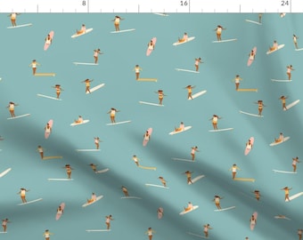 Surfing Fabric - Surf Goddes By Tasiania- Women Surfing Summer Beach Swim Suit Upholstery Fashion Cotton Fabric By The Yard With Spoonflower