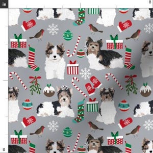 Biewer Fabric - Biewer Terrier Christmas Dogs Fabric Cute Christmas Dog Holiday By Petfriendly - Cotton Fabric by the Yard with Spoonflower image 3