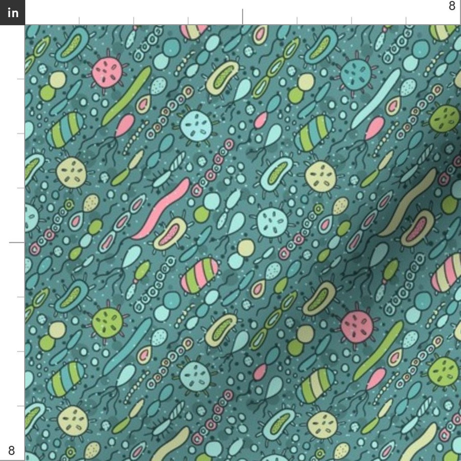 Bacteria Fabric Microbes Bacteria and Germs by Kostolom3000 Etsy UK