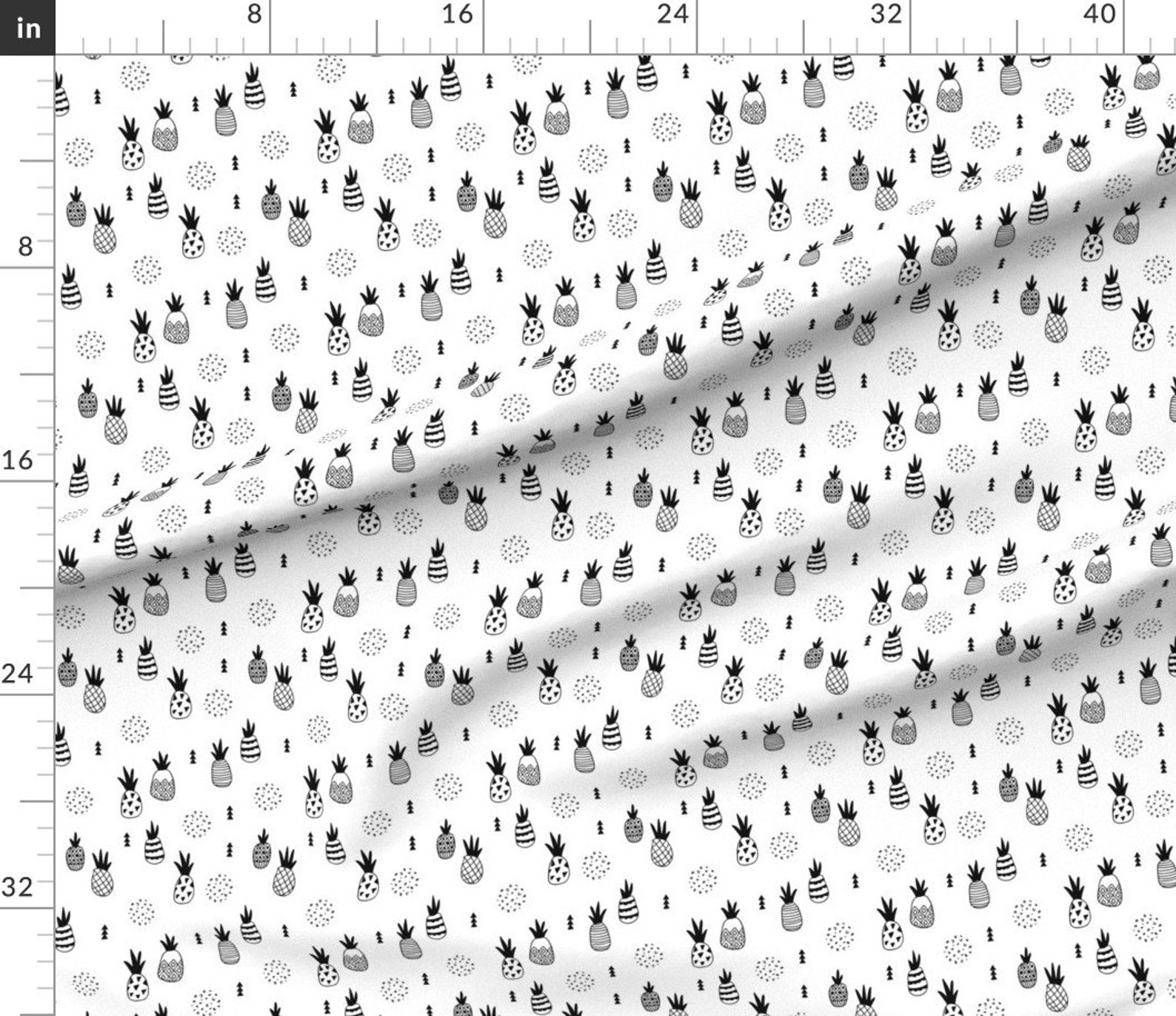 Pineapple Fabric Geometric Pineapple Fruit Scandinavian by Etsy