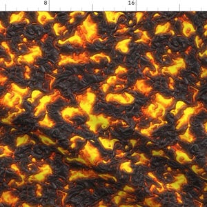 Lava Fabric - Lava By Bonnie Phantasm - Lava Magma Volcano Fire Burning Hot Liquid Earth Nature Cotton Fabric By The Yard With Spoonflower