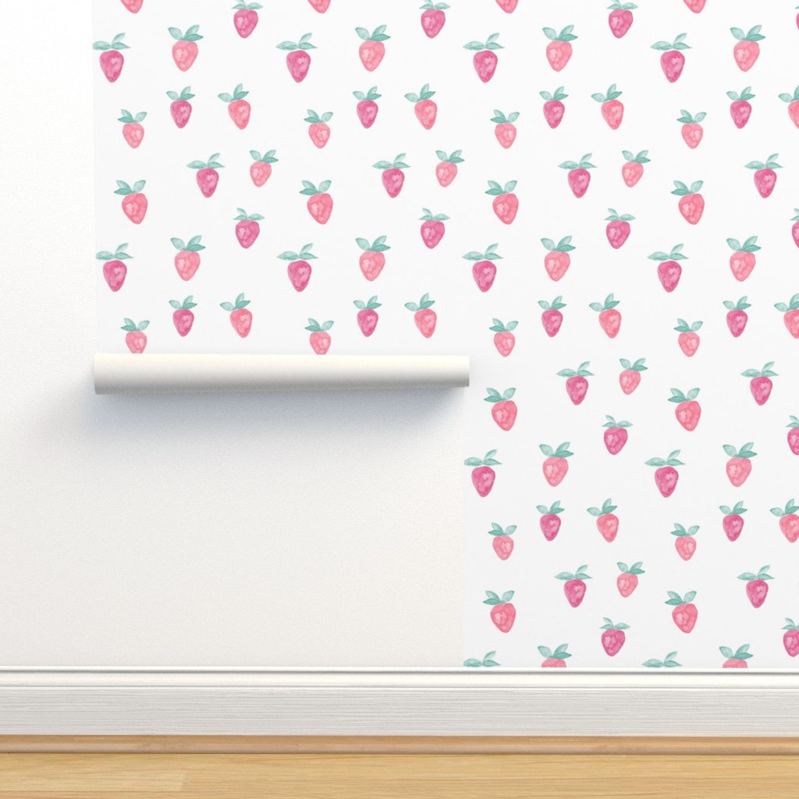 Strawberry Wallpaper Watercolor Strawberries by - Etsy