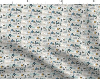 Adventure Awaits Fabric - Adventure Awaits (Earth) Micro By Nouveau Bohemian - Woodland Mountain Cotton Fabric By The Yard With Spoonflower