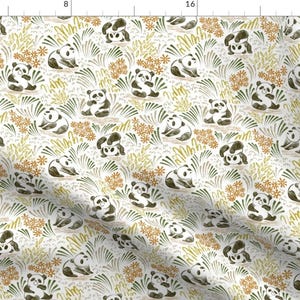 Panda Fabric - Rolling Pandas - Small Scale By Vivian Yiwing - Panda China Asia Black White Bear Cotton Fabric By The Yard With Spoonflower