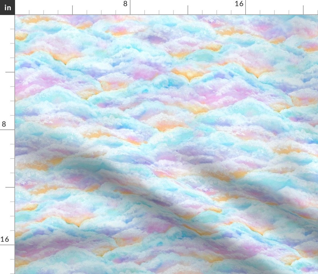 Clouds Fabric Cotton Candy Pastel Rainbow Spring Summer Etsy