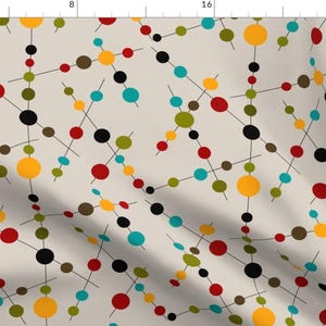 Mid-Century Modern Fabric - Bubbles And Sticks By Mid-Century - Atomic Circles Cotton Fabric By The Yard With Spoonflower